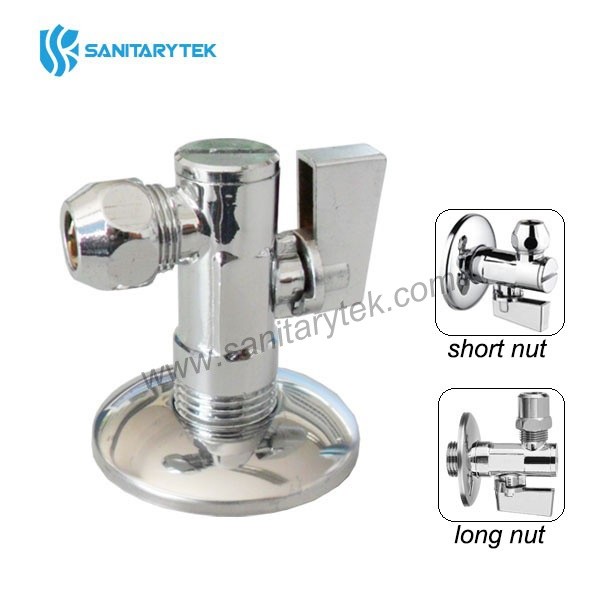 Angle ball valve, with filter and rosette, chrome-plated brass