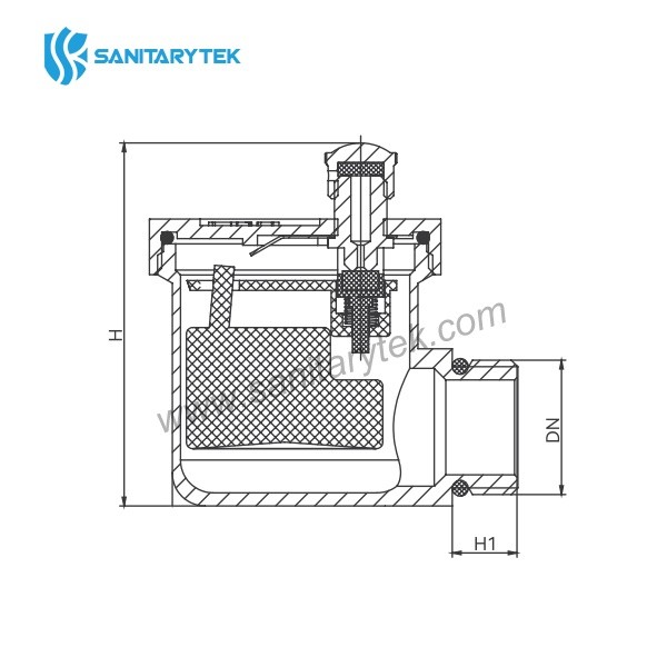 Automatic air vent with angle connection 90° nickel plated