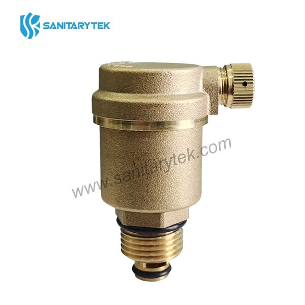 Automatic air vent with angle discharge with o-ring, shut-off valve