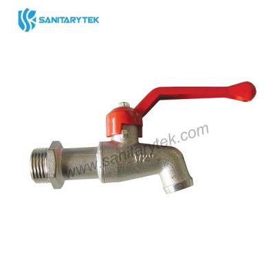 Ball Bibcock, red aluminium lever handle