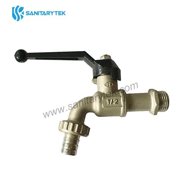 Ball bibcock with hose union, aluminum lever handle