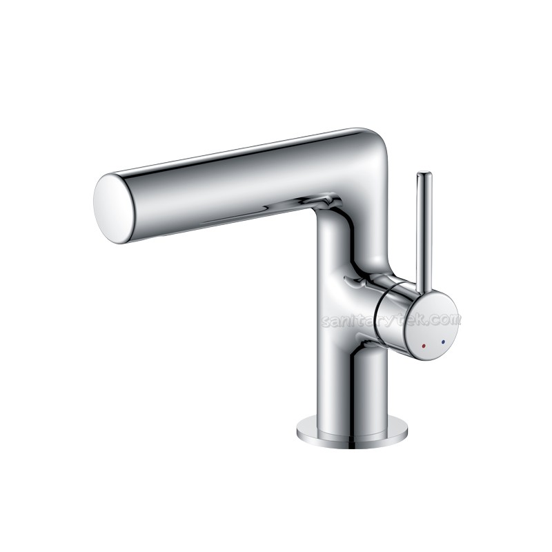 Vanity basin faucet with a single handle and a hot/cold valve mixer in chrome - Image 2