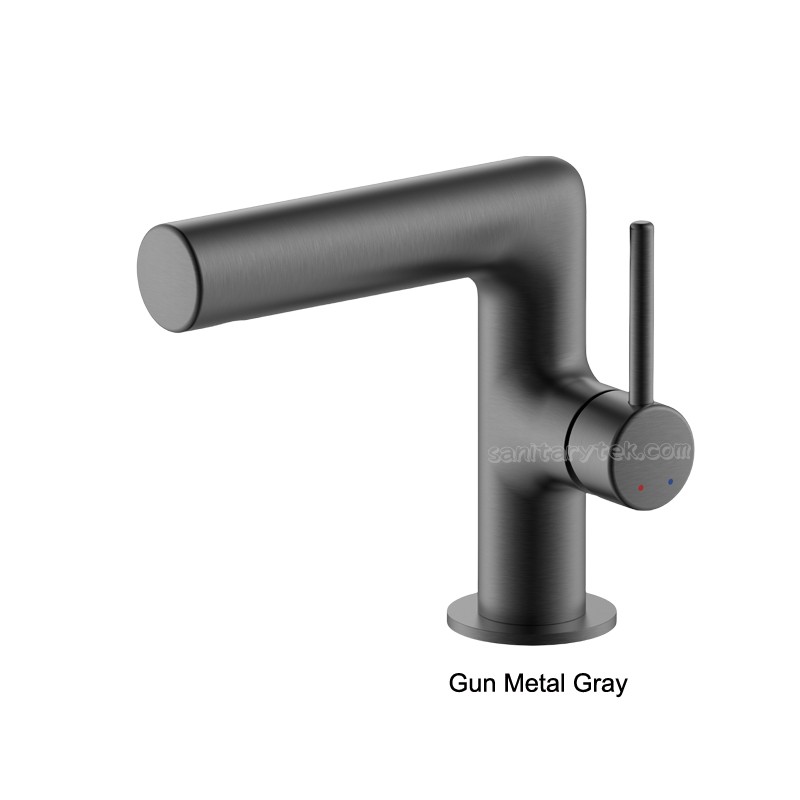 Vanity basin faucet with a single handle and a hot/cold valve mixer in chrome