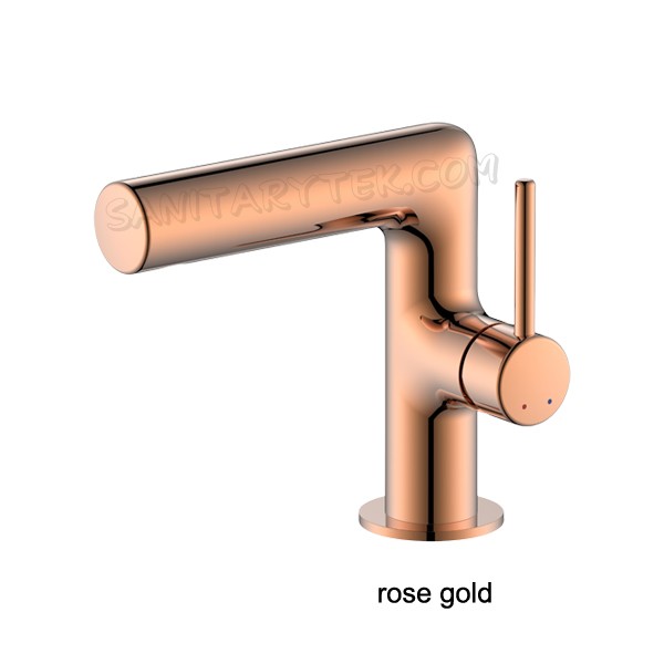 Vanity basin faucet with a single handle and a hot/cold valve mixer in chrome