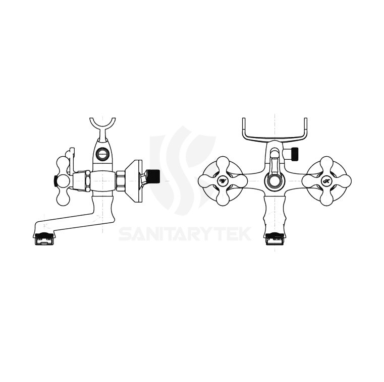 Bath wall mounted faucet, without shower set, chrome - Image 2