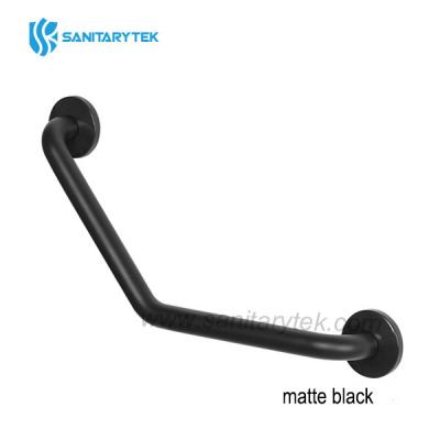 Bathtub shower angled grab bar, stainless steel, matte black