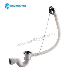 Bathtub waste with overflow and trap, plug & chain