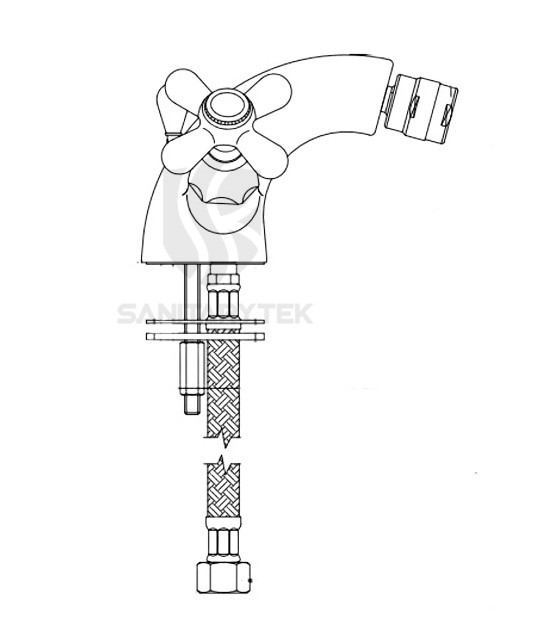 Bidet mixer with cross heads handle, without pop-up waste - chrome