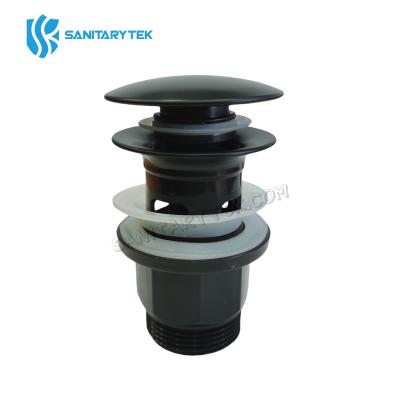 Black matt plastic basin pop-up drain Click Clack