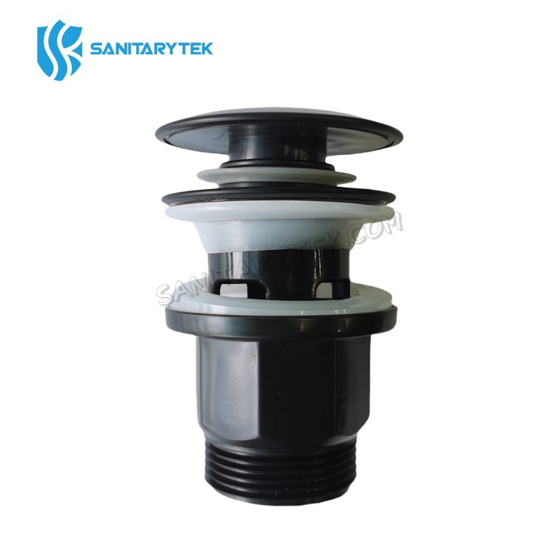 Black matt plastic basin pop-up drain Click Clack - Image 5