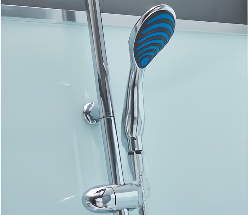 Black square shower cabin with tray