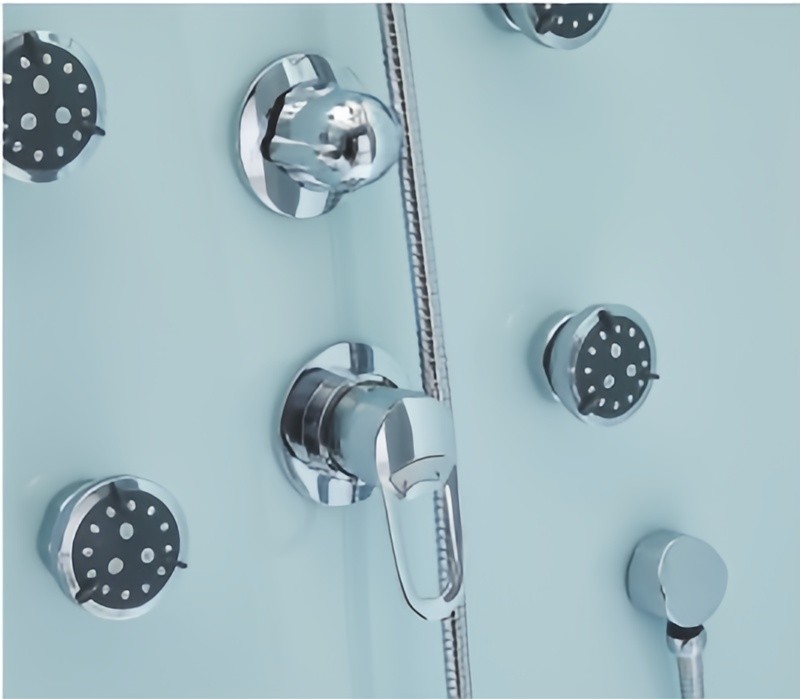 Black square shower cabin with tray