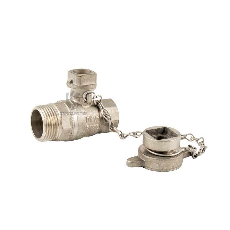 Boiler drain ball valve, operating key in cap