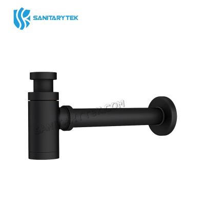 Bottle siphon syphon for wash basin, matte black