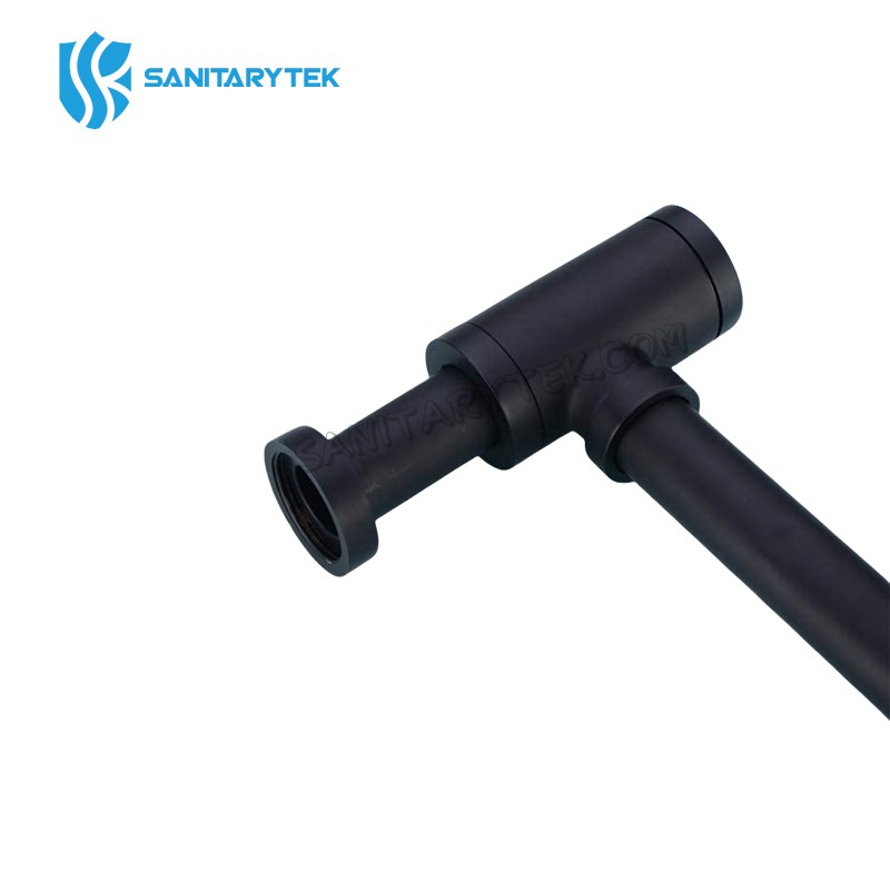 Bottle siphon syphon for wash basin, matte black