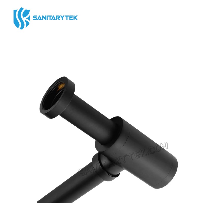 Bottle siphon syphon for wash basin, matte black