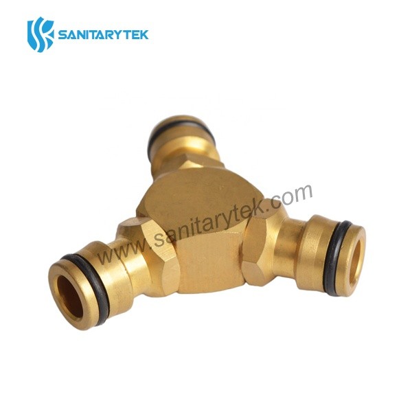 Brass 3-way quick-click connector
