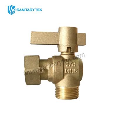Brass angle ball valve for water meter, with operating handle lock