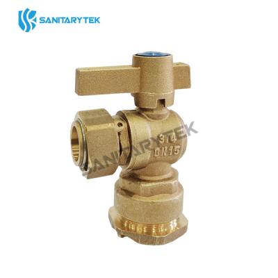 Brass angle type anti fraud ball valve for water meter