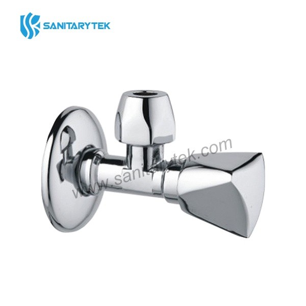 Brass angle valve with triangle handle, chrome plated 