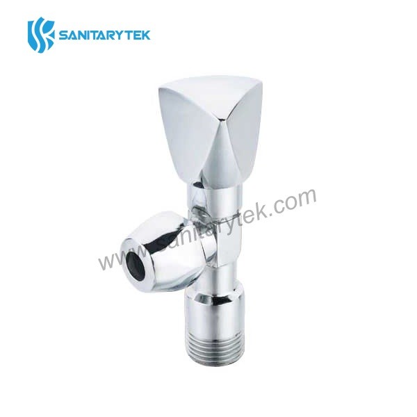 Brass angle valve with triangle handle, chrome plated 