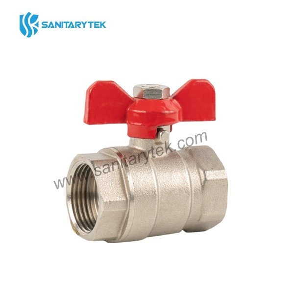 Brass ball valve F/F - blue aluminium butterfly handle - Image 2