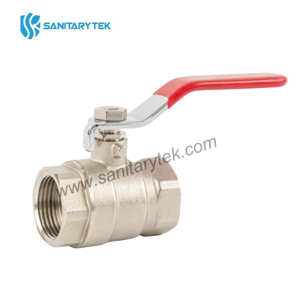 Brass ball valve F/F with blue steel flat handle