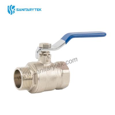 Brass ball Valve M/F with blue steel flat handle