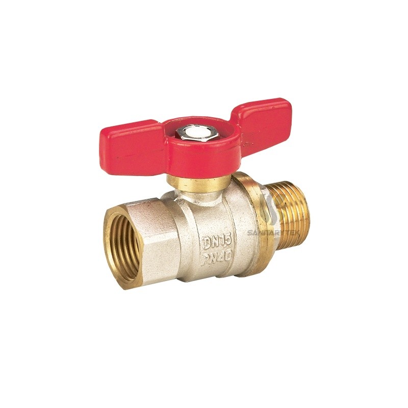 Brass ball valve MF with red butterfly handle
