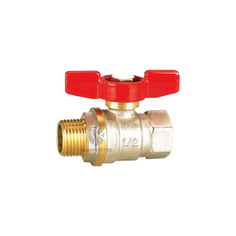 Brass ball valve MF with red butterfly handle