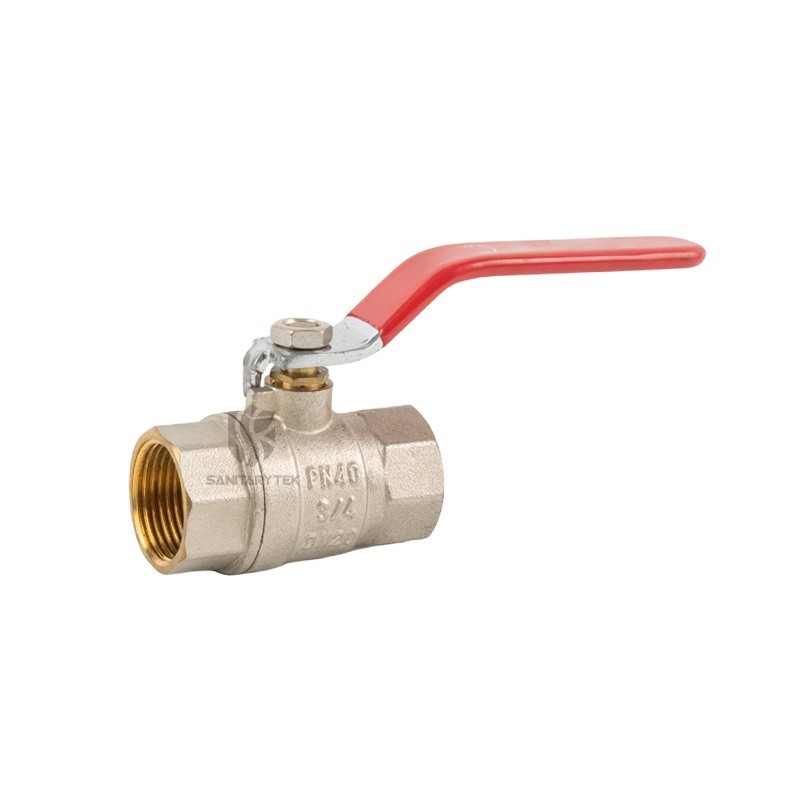 Brass ball valve - F/F - Flat red steel handle
