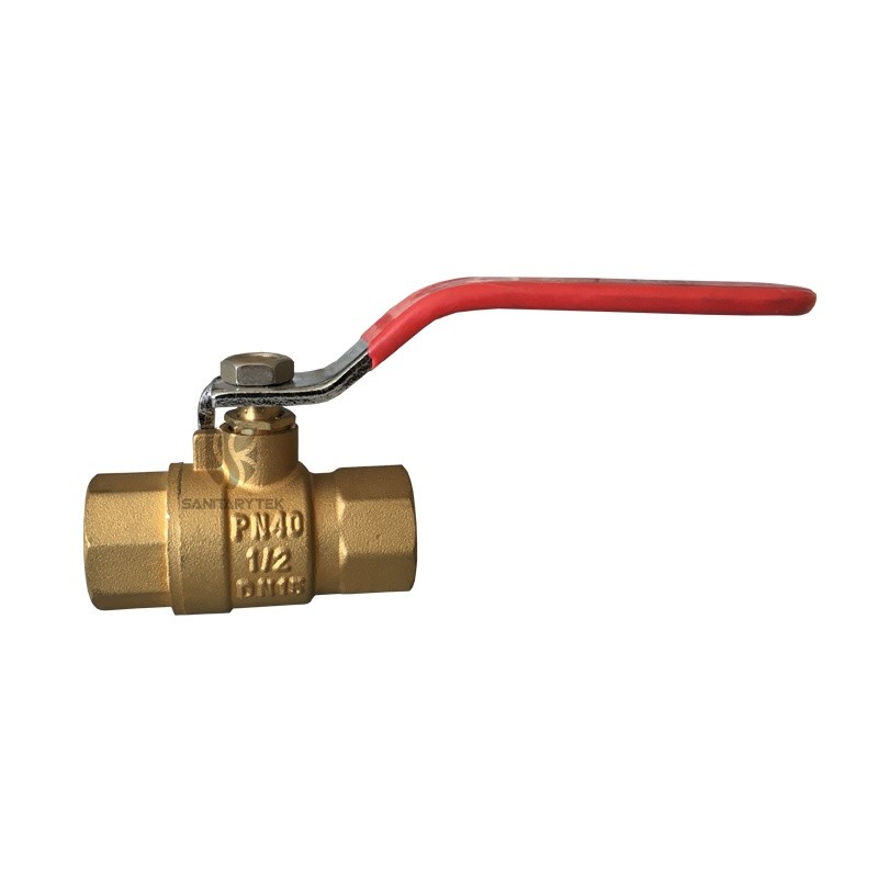 Brass ball valve - F/F - Flat red steel handle