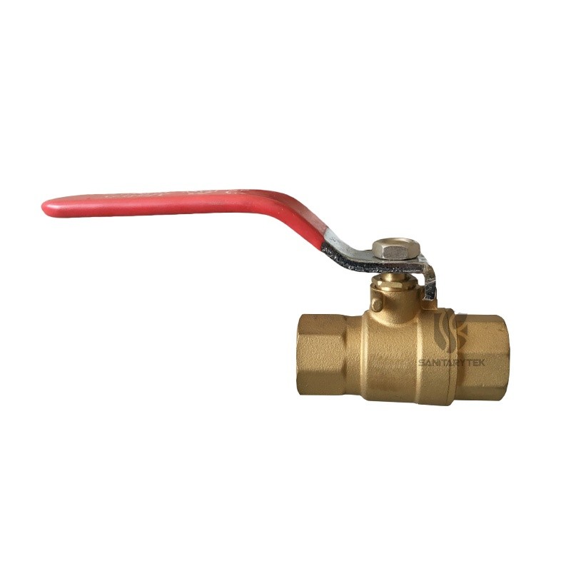 Brass ball valve - F/F - Flat red steel handle