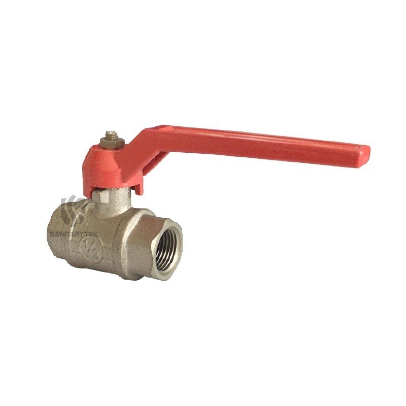 Brass ball valve - F/F - Full bore - Red aluminium handle