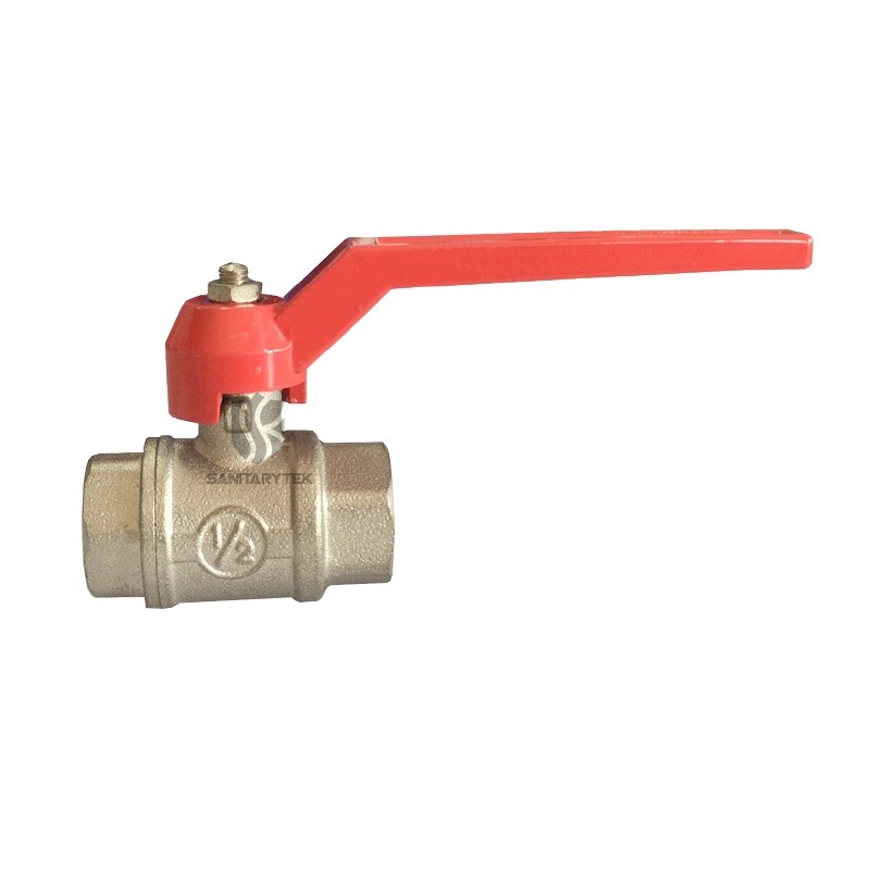 Brass ball valve - F/F - Full bore - Red aluminium handle
