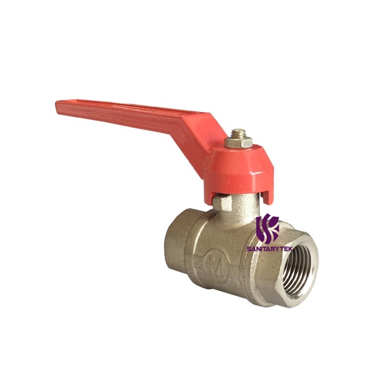 Brass ball valve - F/F - Full bore - Red aluminium handle