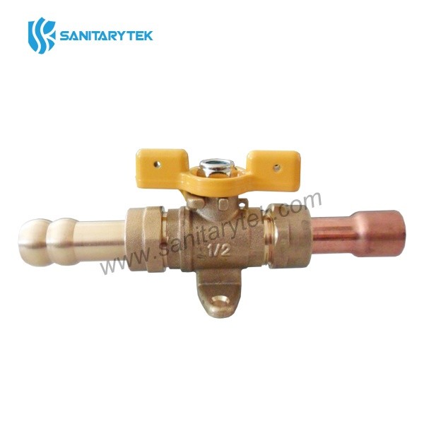 Brass ball valve for gas, yellow T handle