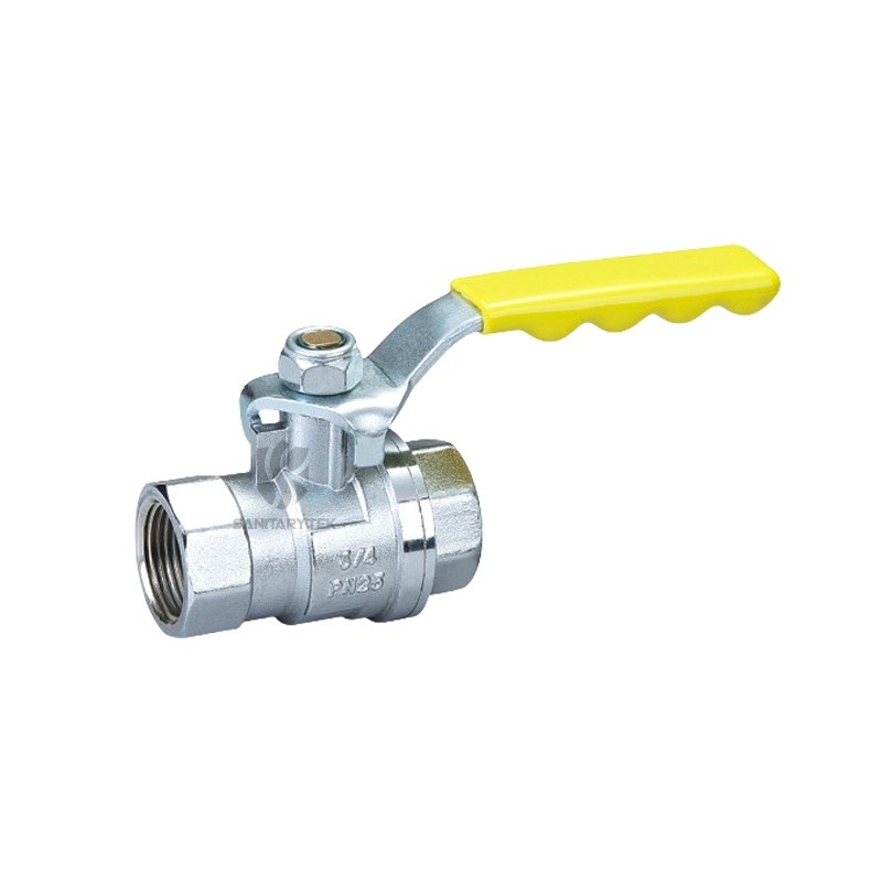 Brass full bore ball valve with red lever handle - Image 2