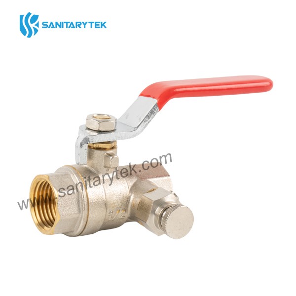 Brass ball valve with drain and plug, with lever,FxF - Image 2
