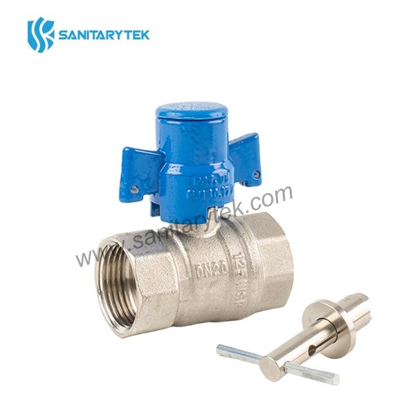 Brass ball valve with lock, butterfly handle