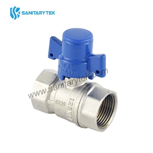 Brass ball valve with lock, butterfly handle