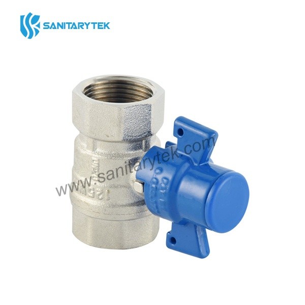 Brass ball valve with lock, butterfly handle