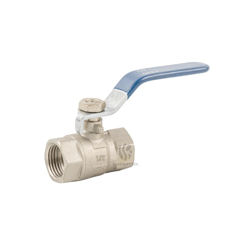 Brass ball valve FxF with red flat steel handle