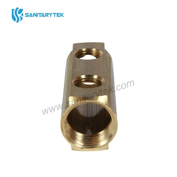 Brass bar manifold with 1/2 female outlets, interaxis 50mm