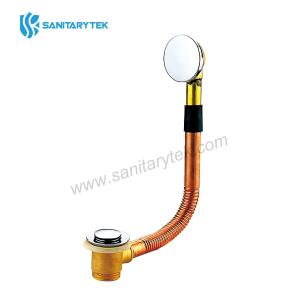 Brass bathtub drain with overflow, click-clack