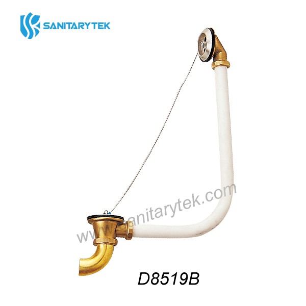 Brass bathtub drain with plug and chain - Image 2