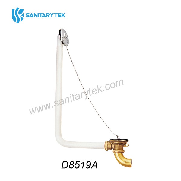 Brass bathtub drain with plug and chain