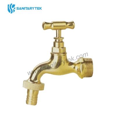 Brass bibcock with hose union for garden hose