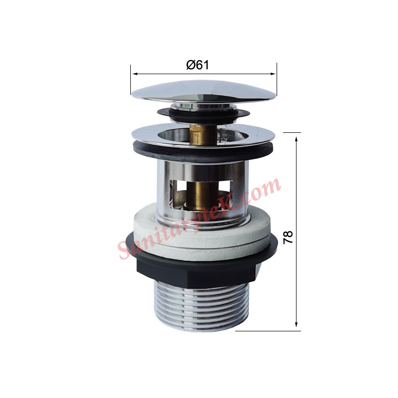 Brass Click/Clack slotted basin waste