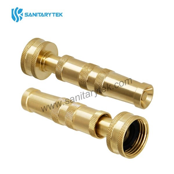 Brass garden hose nozzle, adjustable twist pressure sprayer